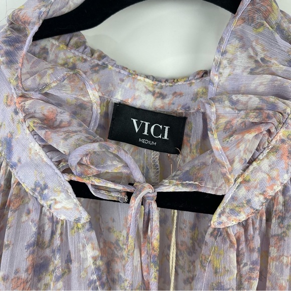 NEW Vici x Fate Dashing Daisies Chiffon Maxi Dress Purple Floral Size Medium - Picture 5 of 13